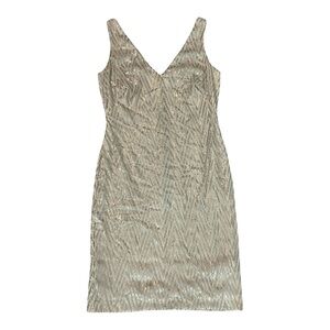 Ralph Lauren Evening Elegant Sequin Gold Sleeveless Dress